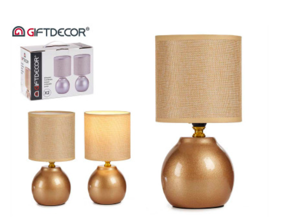 Set of 2 Small Golden Ceramic Lamps